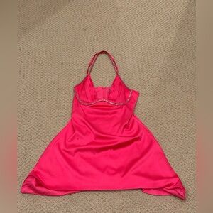 Embellished Satin Flared Mini Dress